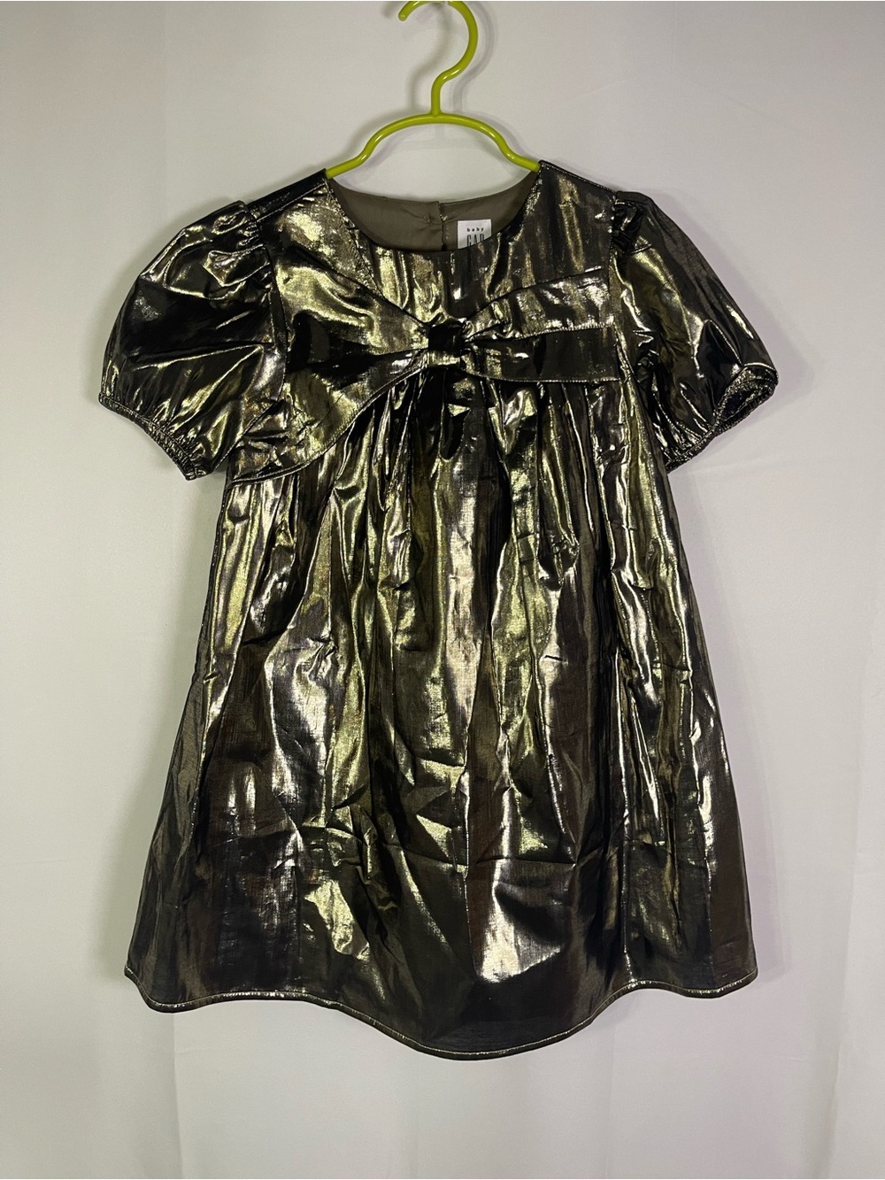 GAP Metallic Gold Puff Sleeve Dress - Picture 2 of 7